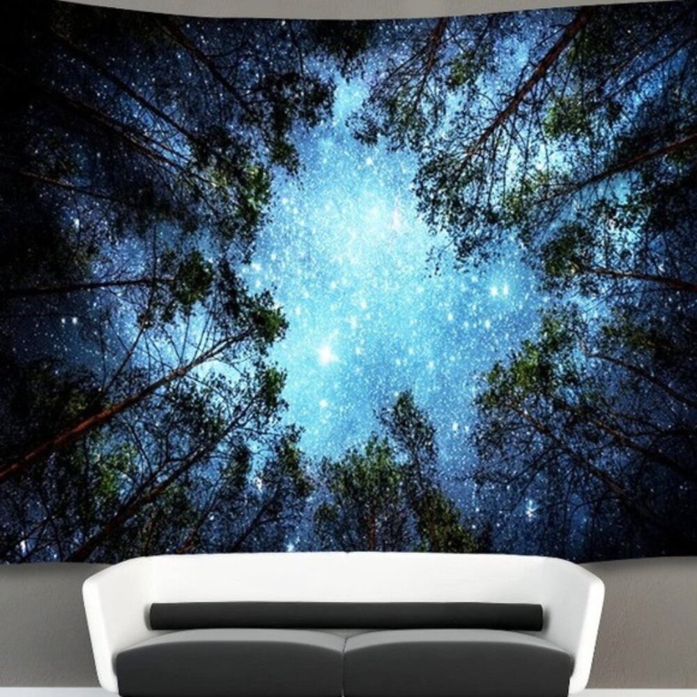 Starry Forest Night Sky Tapestry for Yoga/Bedroom